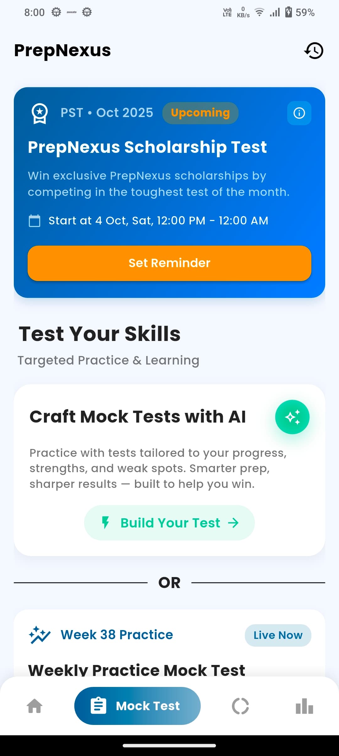 PrepNexus adaptive mock tests